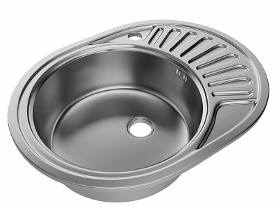 Stainless Steel Single Bowl Kitchen Sink With Built In Drainer Design 3d model