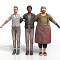 Two Men 3D Character Models Standing With Arms Outstretched In Casual Outfits