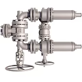 Industrial Metal Valves With Pipeline Connections And Control Handles