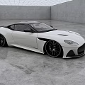 White Sports Car In Modern Indoor Space With Shiny Floor And Grid Ceiling
