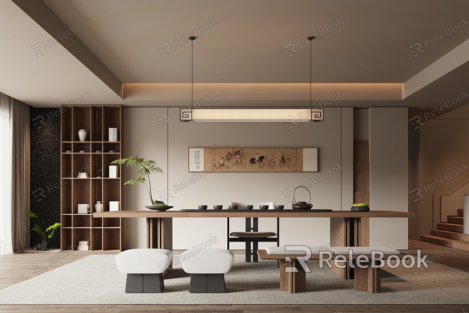 New Chinese Style Song Style Style Tea Room Study model