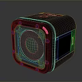 Black Cube Shaped Mini PC With White Panel And Red Indicator Light