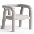 Modern Gray Velvet Leisure Chair With Curved Arms And Rounded Legs