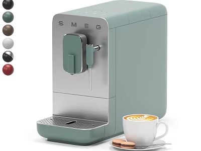 SMEG Coffee Machine Kitchen Appliance With Multiple Colors Coffee Cup And Cookies 3d model