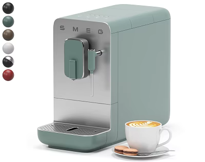 SMEG Coffee Machine Kitchen Appliance With Multiple Colors Coffee Cup And Cookies 3d model