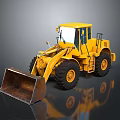 Yellow Heavy Duty Construction Loader Vehicle With Large Front Bucket and Black Rubber Tires