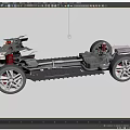 Detailed Car Chassis Structure With Wheels Suspension System And Frame Components 3d model