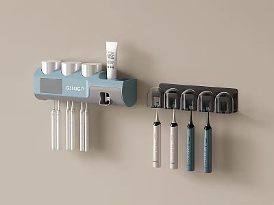 Bathroom Accessories Wall Mounted Storage Organizer With Toothbrush Holder Cup And Toothpaste 3d model