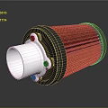 Red Cylindrical Car Air Filter With Metal Inlet And Filter Element 3d model
