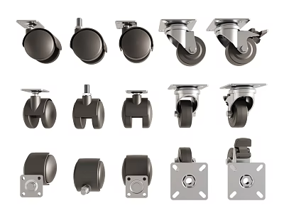 Various Types Of Industrial Casters With Metal Rubber Wheels Swivel Fixed Brake 3d model