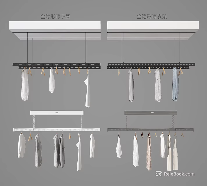 Indoor Hanging Clothes Drying Racks With Multiple Styles For Home Drying Needs 3d model 