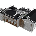 Traditional Chinese Style Buildings With Gray Brick Walls And Curved Roof Eaves