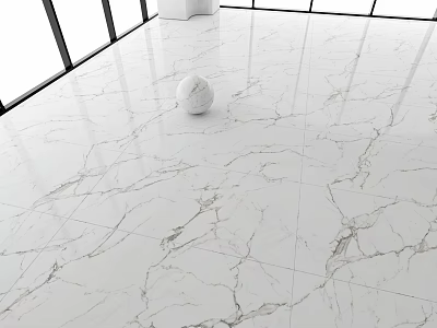 White Marble Veined Floor Tiles in Bright Space With Natural Light 3d model