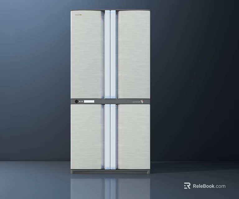 Modern Fridge Freezer With Double Door Light Color Sleek Design And Textured Surface 3d model 
