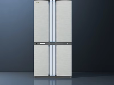 Modern Fridge Freezer With Double Door Light Color Sleek Design And Textured Surface 3d model
