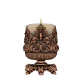 Ornate Bronze Decorative Candle Holder With Intricate Carvings And Base