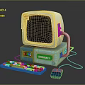 Vintage Electronic Computer Setup With Old-fashioned Monitor Main Unit Colorful Keyboard And Classic Mouse