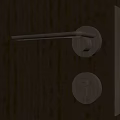 Elegant Golden Metal Door Handle With Modern Sleek Design On Dark Door Surface