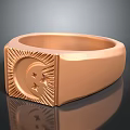 Elegant Rose Gold Square Ring With Sun Moon Star Engraved Design
