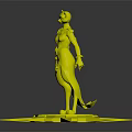 Egyptian Style Feline Creature Character Standing in White Blue Gold Attire on Star Shaped Base