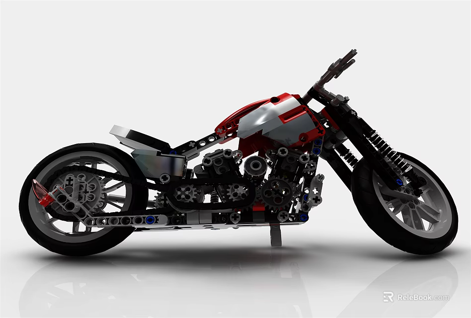 Electric Toy Motorcycle Constructed From Lego Blocks For Children Playtime 3d model 