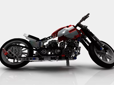 Electric Toy Motorcycle Constructed From Lego Blocks For Children Playtime 3d model