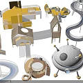 Modern Playground Equipment Featuring Various Slides Circular Tunnels And Fun Structures 3d model