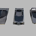 Three Gray Futuristic Concept Cars With Geometric Design And Sleek Exterior