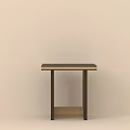 Modern Square Wooden Stool With Dark Brown Top And Light Edge Design