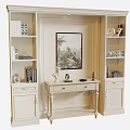 Elegant White Bookcase With Shelves Framed Artwork Console Table And Decorative Items 3d model