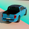 Blue Modern Pickup Truck With Black Roof Sleek Body And Stylish Grille