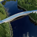 Scenic White Arch Landscape Bridge Surrounded by Green Trees and Calm Water Reflection