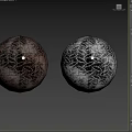 Rusty And Clean Sides Metal Sphere Component With Diamond Textured Surface