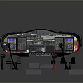 Flight Simulator Cockpit With Multiple Displays Control Panel And Joystick