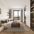 Modern Bedroom Interior Design With Bed Nightstand Wardrobe And Window