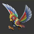 Colorful Flying Bird Plush Toy with Vibrant Feathers Spread Wings Yellow Head and Red Body