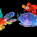 Illuminated Landscape Sculptures With Colorful Fish Seashell And Green Seagrass Lights