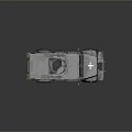 Gray Military Armored Tank With White Cross Symbol Top Mounted Structure And Observation Ports