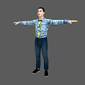 Men with Inch Head Men with Shirts Men with Jeans Men with Bound Bones Standing Animation 3d model