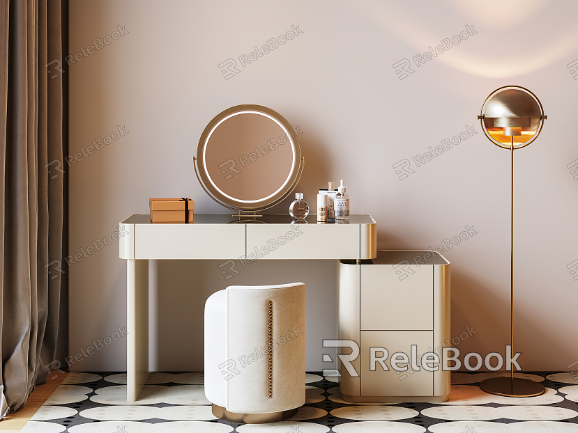 Modern Dressing Table Cream Makeup Table Stool Combination Cream Makeup Table Stool Combination model