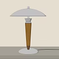 Modern Table Lamp With Wooden Stem And Silver Base Silver Dome Lampshade For Home Decor