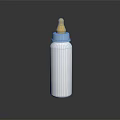 White Baby Bottle With Blue Cap And Yellow Nipple On Black Background