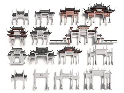 Traditional Chinese Archway Models With Various Architectural Styles And Designs 3d model