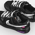 Nike Black Sneakers With White Laces Silver Side Logo And Purple Accents
