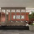 Tea House Interior Featuring Traditional Chinese Lattice Doors And Wooden Furniture