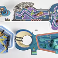 Kids Playground Design With Colorful Tracks Slides And Dino Elements
