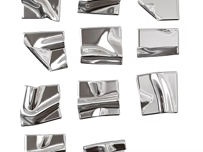 Modern Metal Wall Decor with Various Geometric Shapes and Textured Surfaces 3d model
