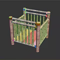 Natural Wooden Baby Crib With Simple Railing Design And Light Wood Structure
