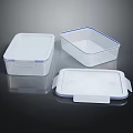 Transparent Plastic Food Storage Containers Set With Blue Trim Lids And Rectangular Square Shapes