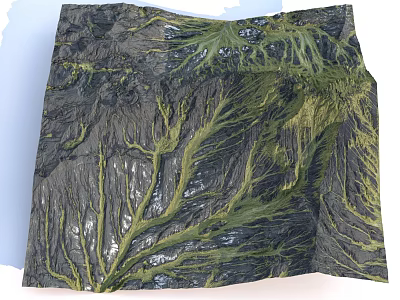 Textured Artistic Sculpture With Green Vein Patterns On Dark Background Surface 3d model